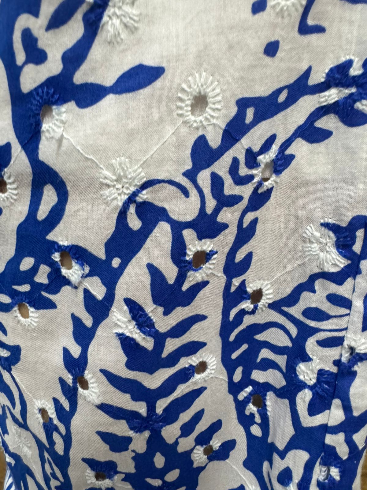 Royal/White cotton Anglaise Shirt Dress