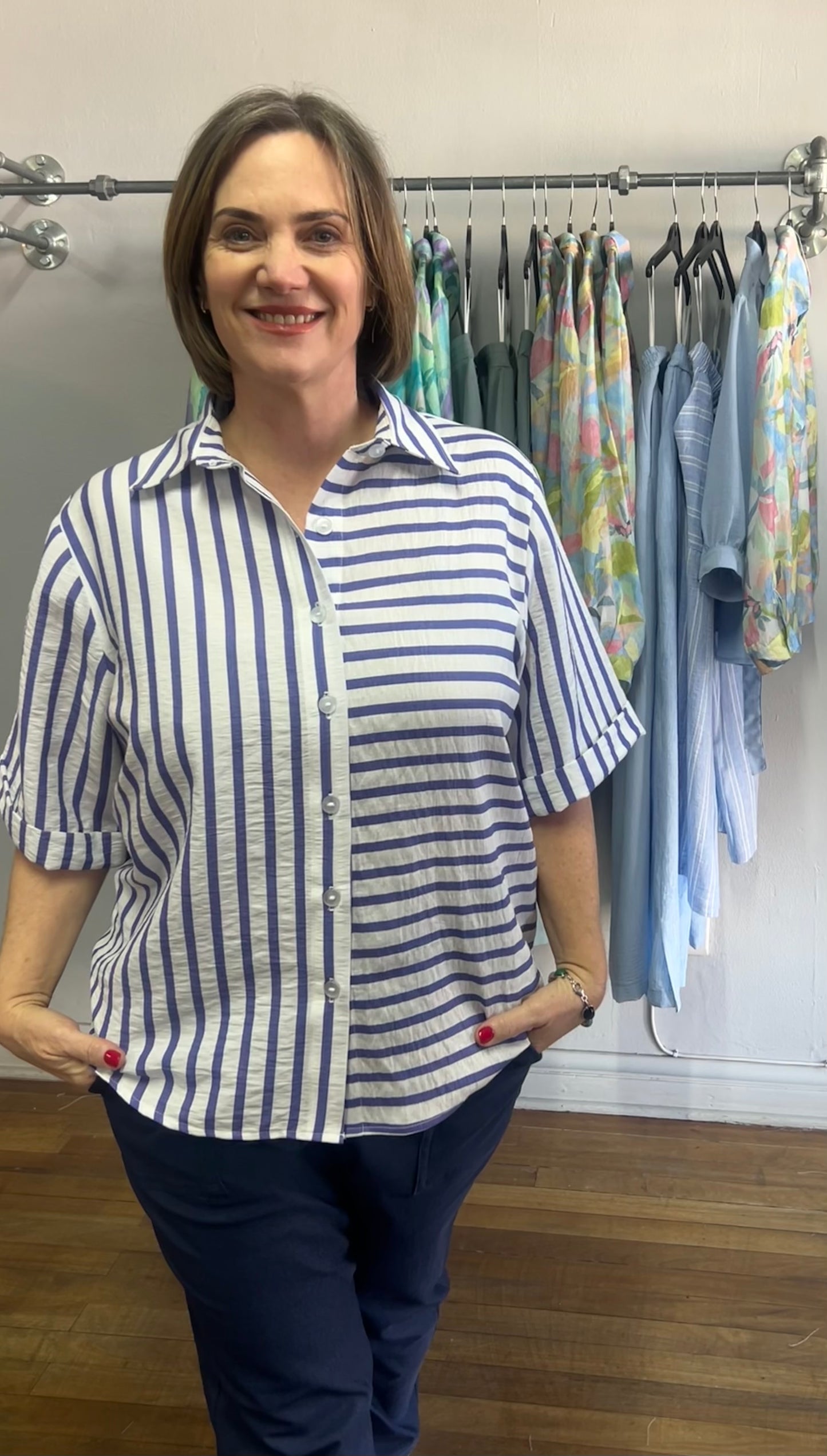 Periwinkle Blue Stripe Tailored Cece shirt