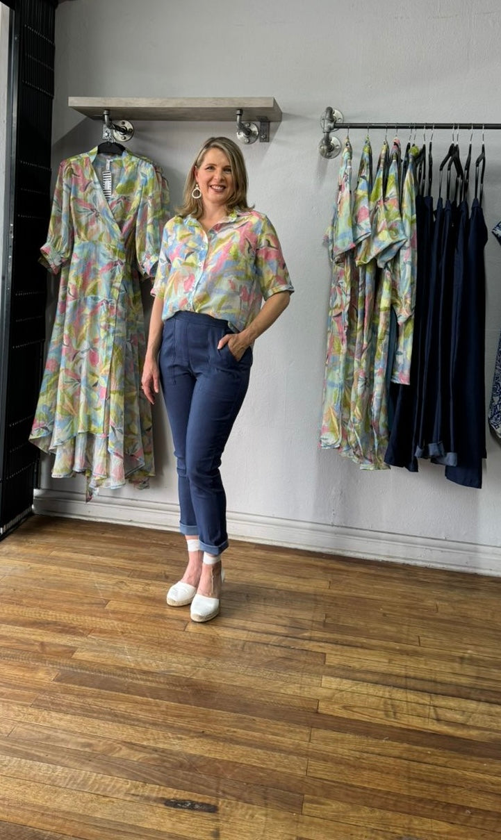 Navy Denim Look Soft stretchy Cargo style Joggers