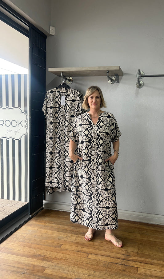 Geometric Kaftan Dress