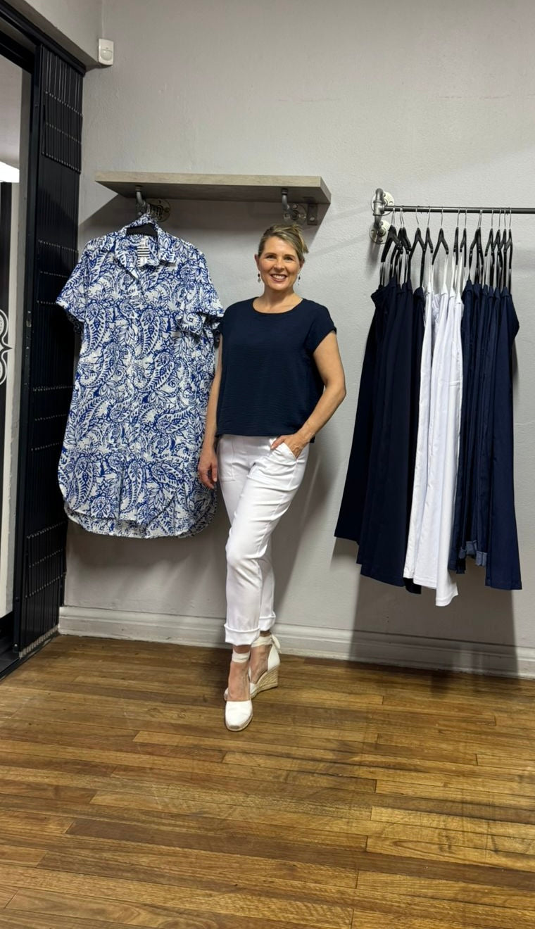 Navy Airflow Batwing top