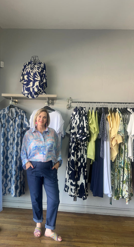 Blue/Peach Oversize chiffon Shirt