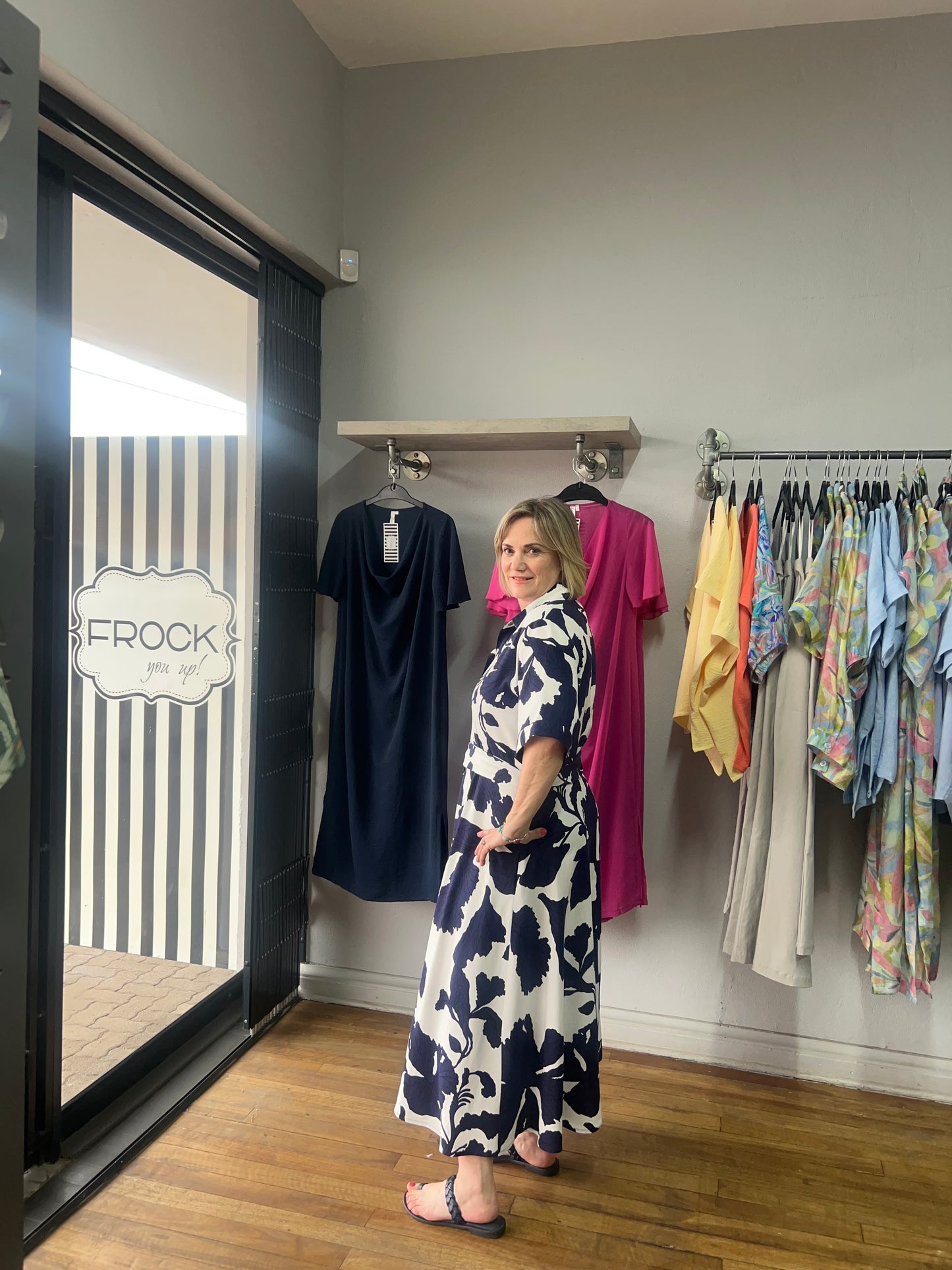 Navy/White Linen Blend Aline tailored Dress