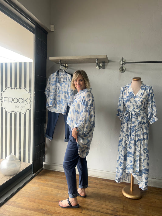 Blue/white Candyfloss Oversize Shirt