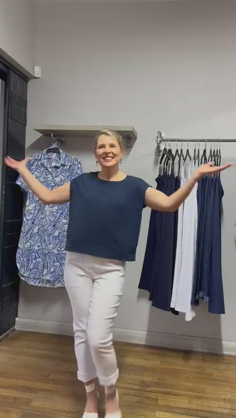 Navy Airflow Batwing top