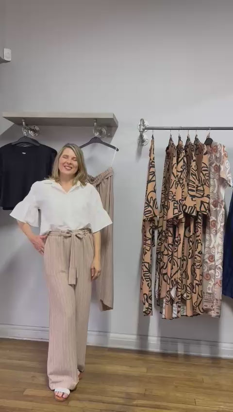 Mocca/Black Fine Pinstripe wide leg pants